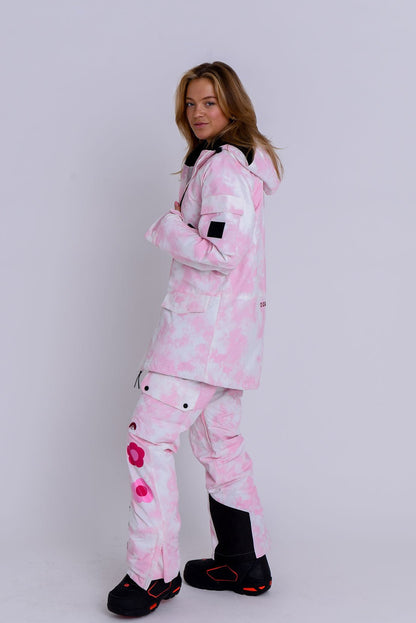 Yeh Girl Ski & Snowboard Bib Pant - Katie Ormerod Pink Tie Dye Signature line - OOSC Clothing - USA