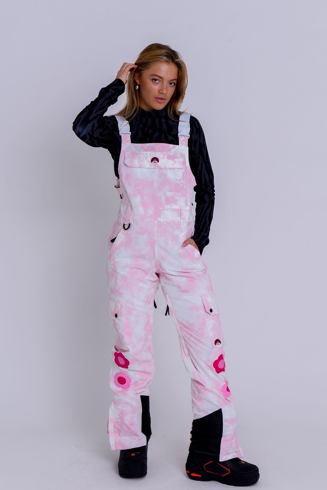 Yeh Girl Ski & Snowboard Bib Pant - Katie Ormerod Pink Tie Dye Signature line - OOSC Clothing - USA