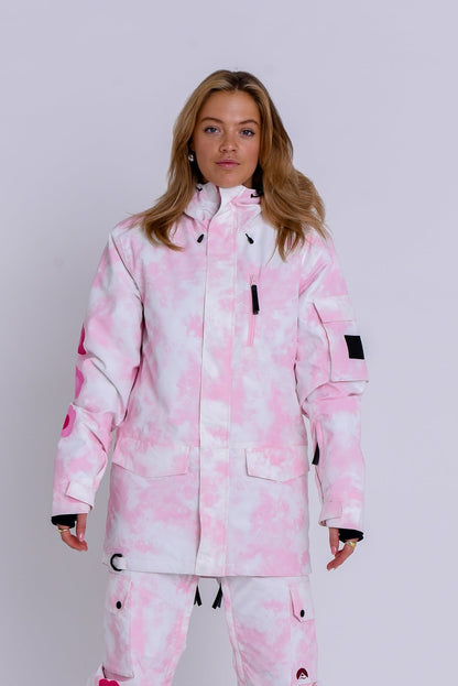 Yeh Girl Ski & Snowboard Jacket - Katie Ormerod Pink Tie Dye Signature line - OOSC Clothing - USA