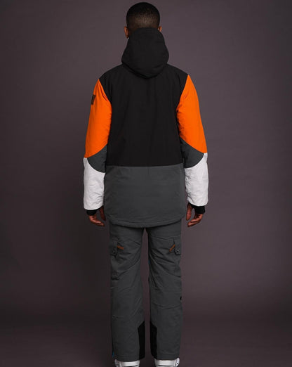 Yeh Man Men's Ski & Snowboard Jacket - Black, Grey & Orange - OOSC Clothing - USA