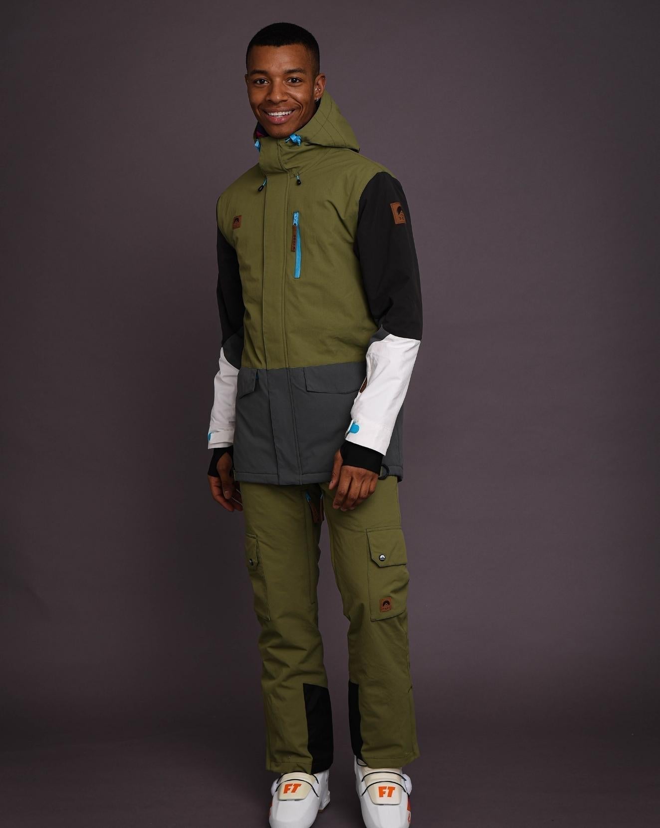 Yeh Man Men's Ski & Snowboard Jacket - Khaki, Grey, Black - OOSC Clothing - USA