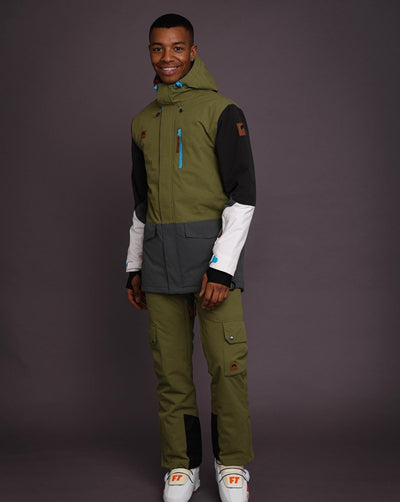 Yeh Man Men's Ski & Snowboard Jacket - Khaki, Grey, Black - OOSC Clothing - USA