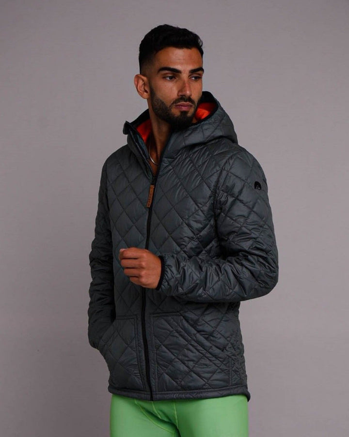 grey padded jacket