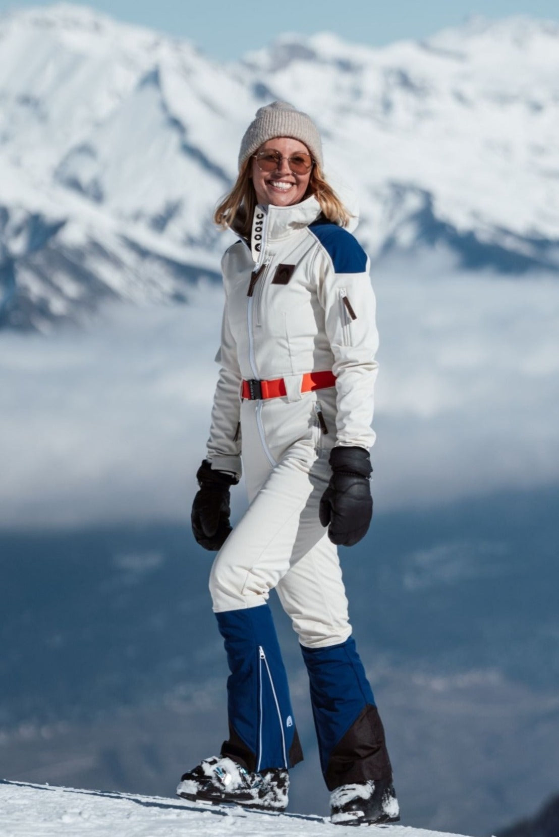 Chic Ski Suit Cream & Blue - Women's