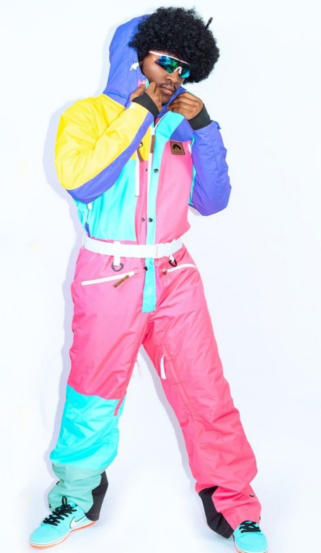 Multi Color Pink Mens All In One Ski Suit