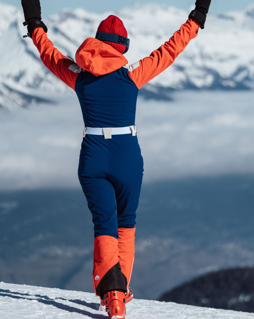 Chic Ski Suit - Navy & Red