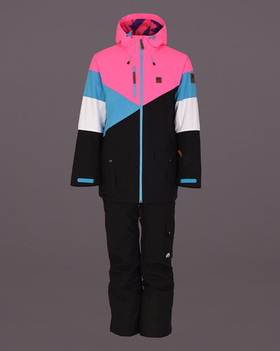 Fresh Pow Men's Ski & Snowboard Jacket - Neon Pink, Blue & Black