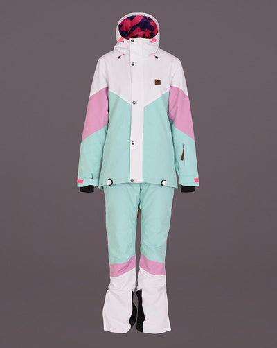 1080 Women's Ski & Snowboard Jacket - Pastel Pink, White & Pastel Mint