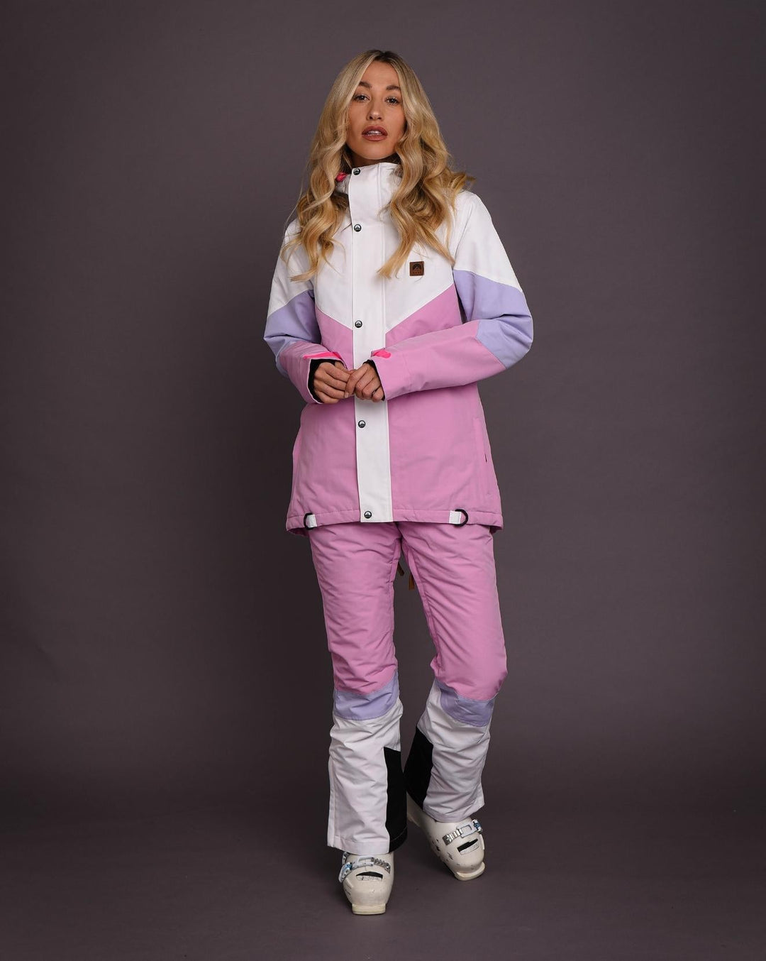 1080 Women's Ski & Snowboard Jacket - Pastel Pink, White & Pastel