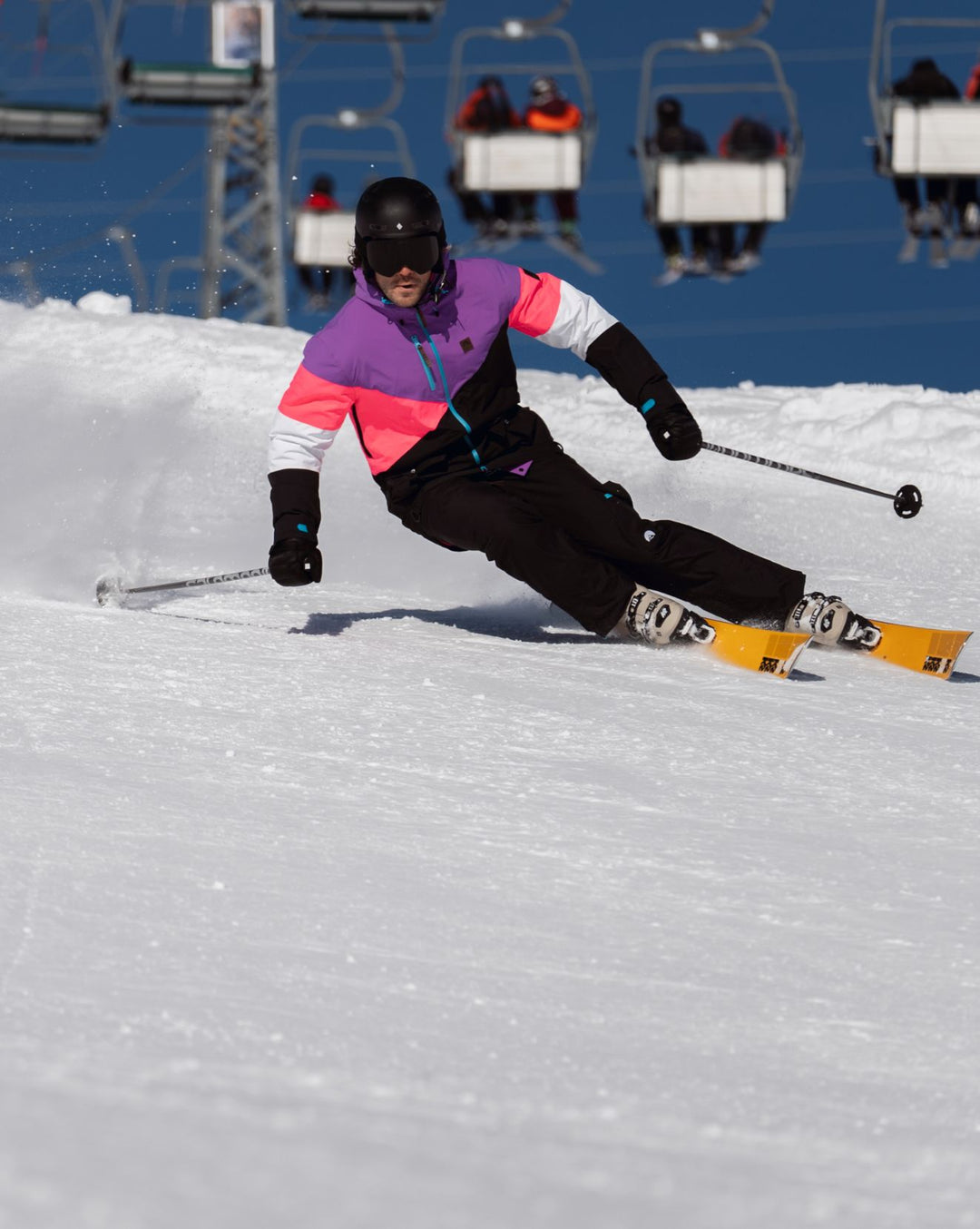 Fresh Pow Men's Ski & Snowboard Jacket - Neon Pink, Purple & Black